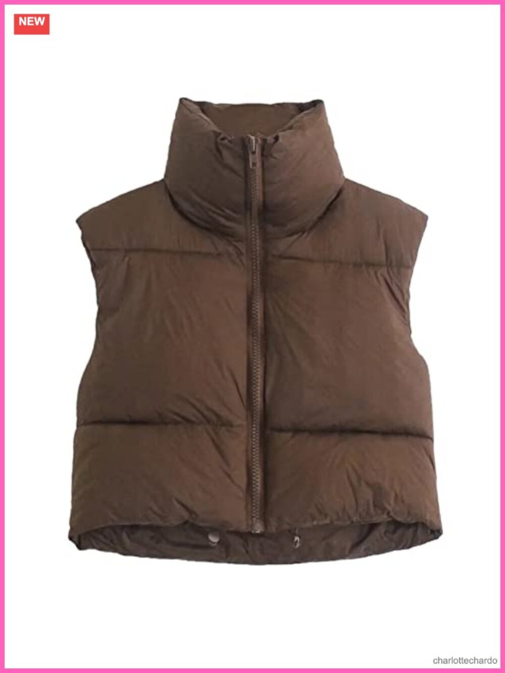 Women Cropped Puffer Vest Lightweight Sleeveless Quilted Full Zip Stand-Up
